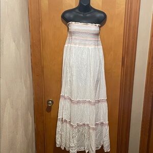 Old Navy Strapless White Dress with Pink Accents